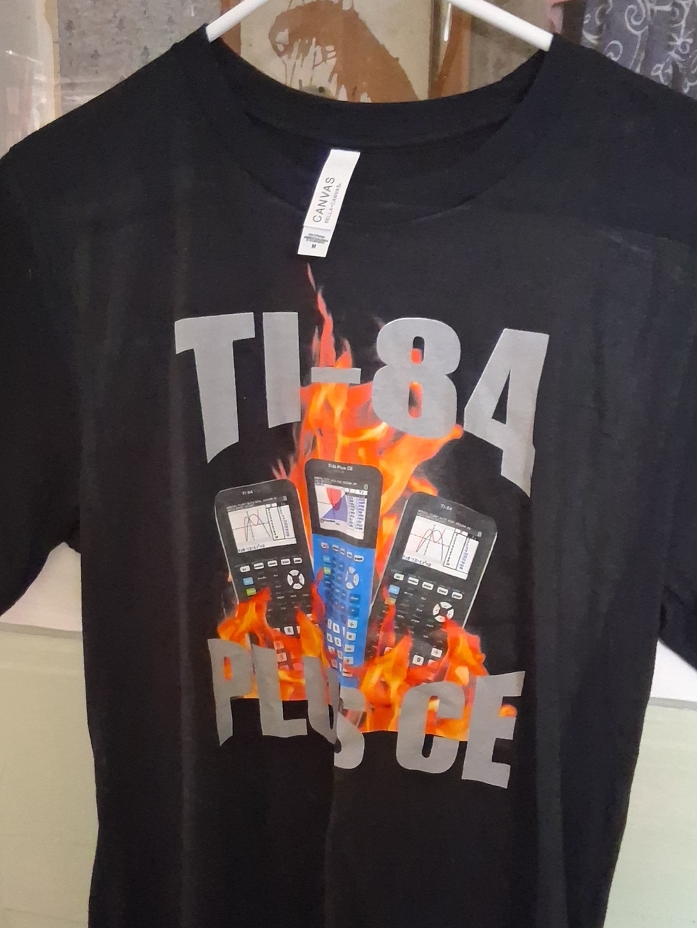 Bella Canvas Black Graphic TI-84 Plus CE Flame Shirt